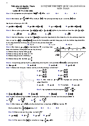 Đề thi THPT Quốc gia môn Toán - Đề số 116 - Năm học 2019-2020 - Lê Nguyên Thạch (Có đáp án)
